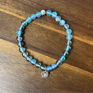NOGU Mermaid Glass Aurora Bead Bracelet Iridescent Stretch